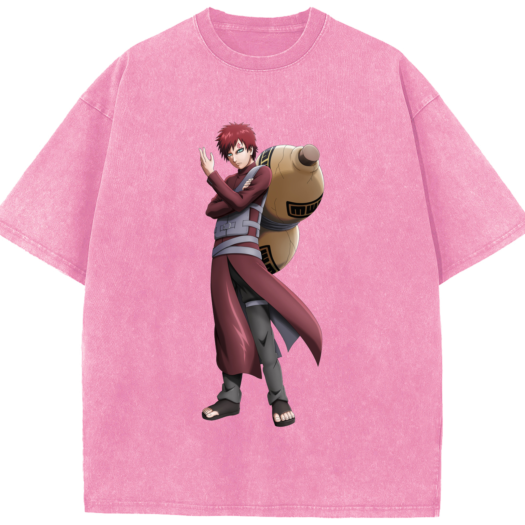 （画像用） NARUTO -ナルト- ガアラ Gaara 綿100% ヴィンテージ風 半袖Tシャツ（フロントプリント）